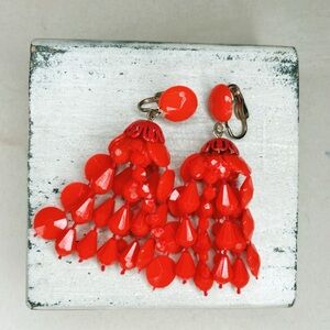 4026. Vintage Plastic Clip ON’s Cherry Red Pinup
